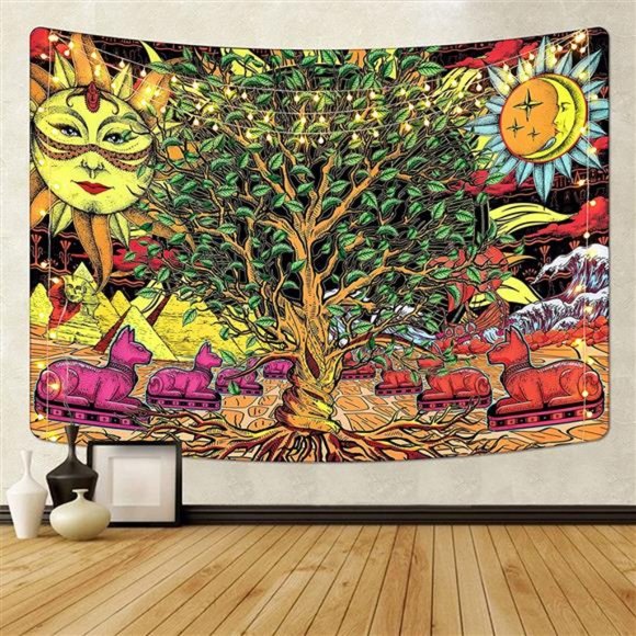 Other - Psychedelic Tree Tapestry Tree of Life Tapestry Trippy Sun Tapestry Ancient
